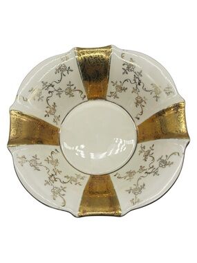 Vintage German Alka Bavaria Porcelain Gold Trim Candy Dish Scalloped Edge